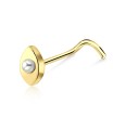 Pearl in Eye Silver Curved Nose Stud NSKB-203p
